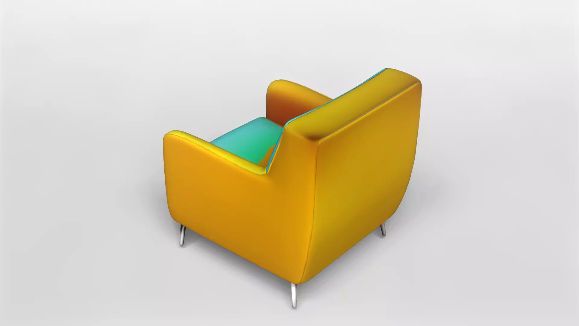 Modern Two-Tone Armchair with Metal Legs 3D model_3