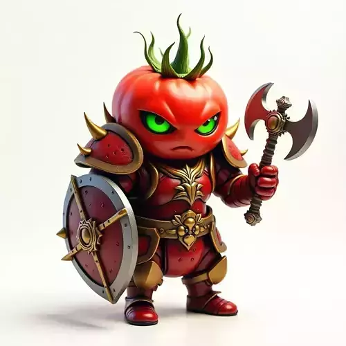 Tomato Knight Warrior Character 3D Model Low-poly 3D model