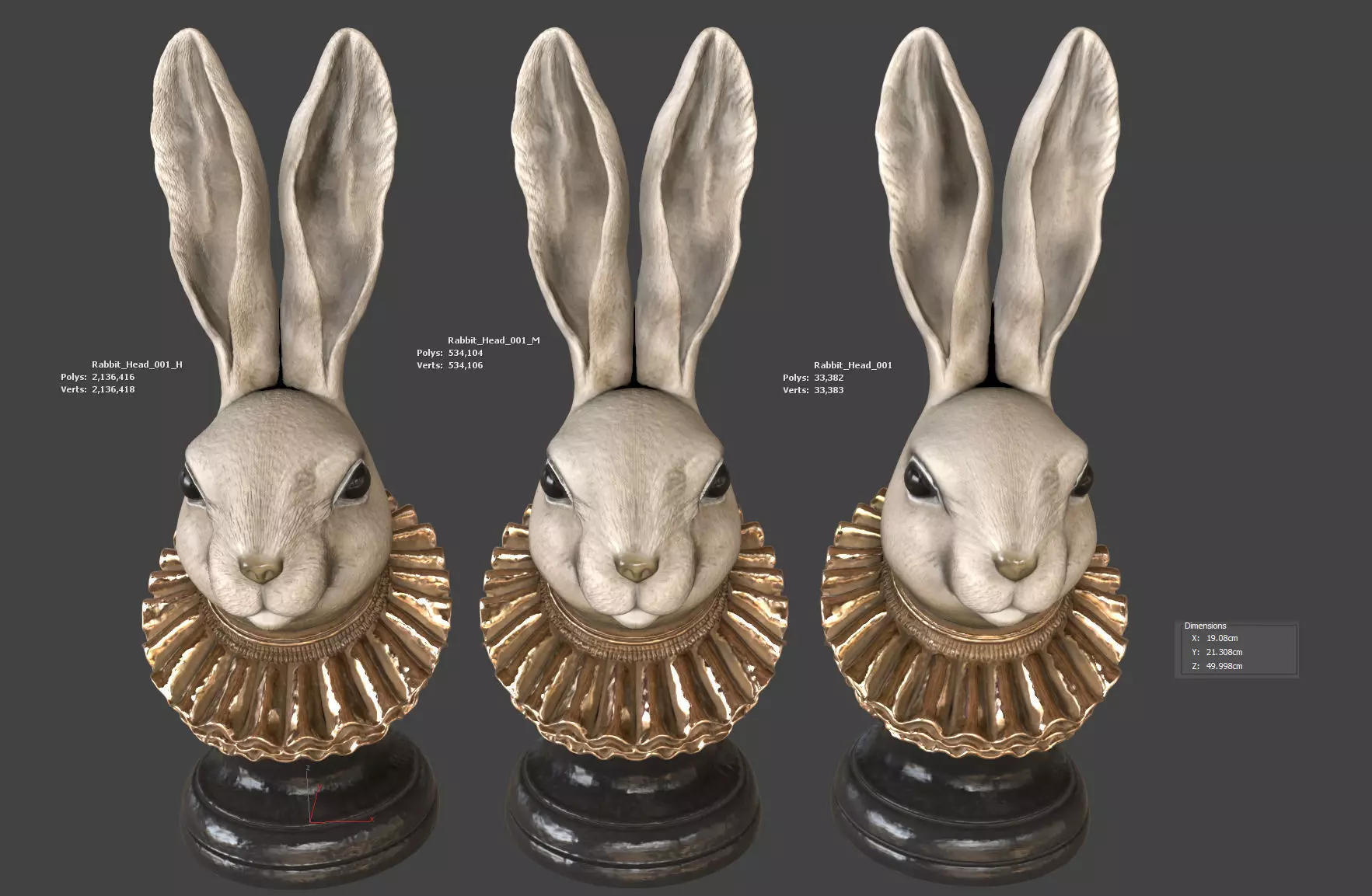 Rabbit Head Decoration 3D model_17