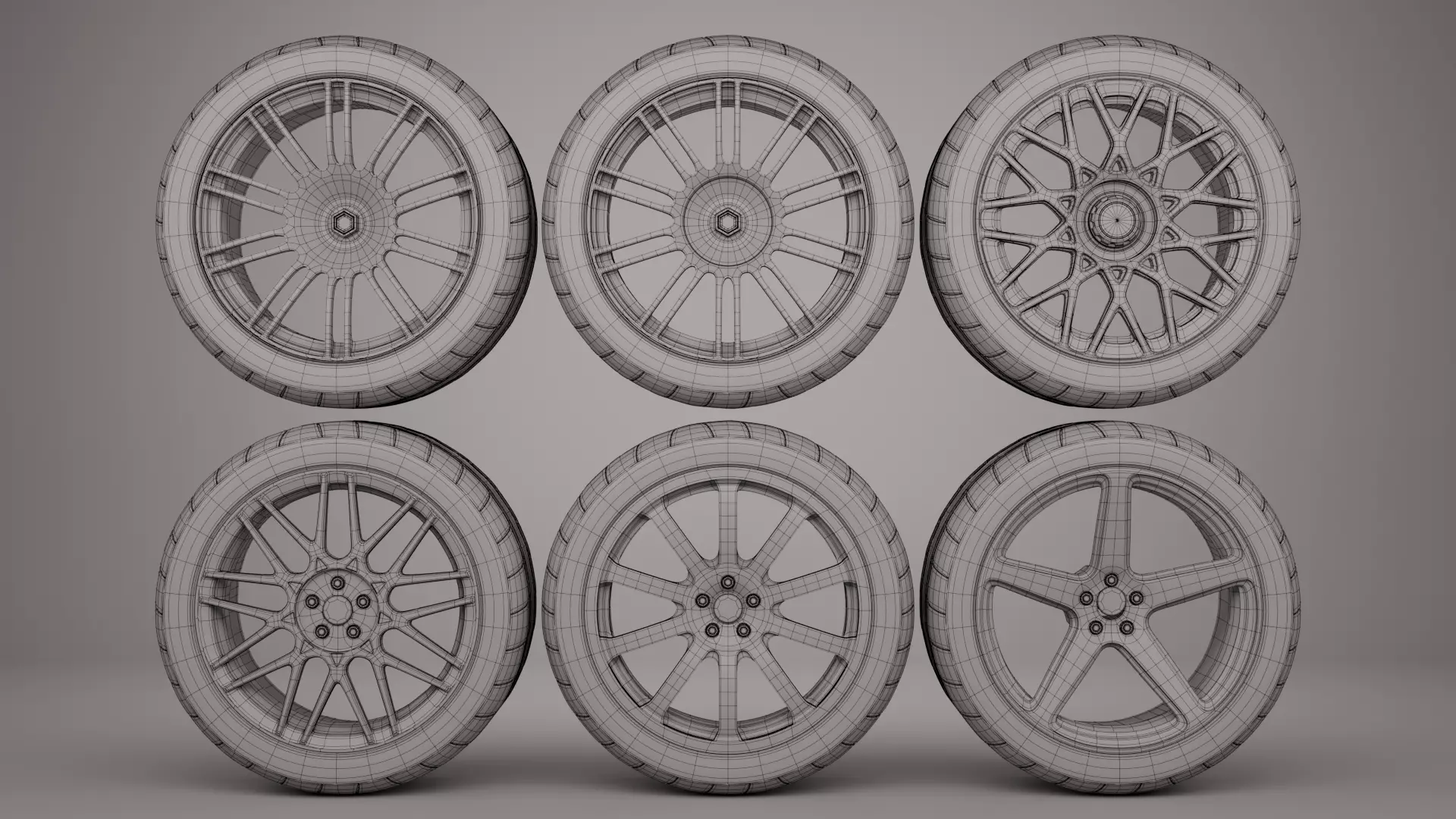 Sports Car Rim Pack 1 Low-poly 3D model_4