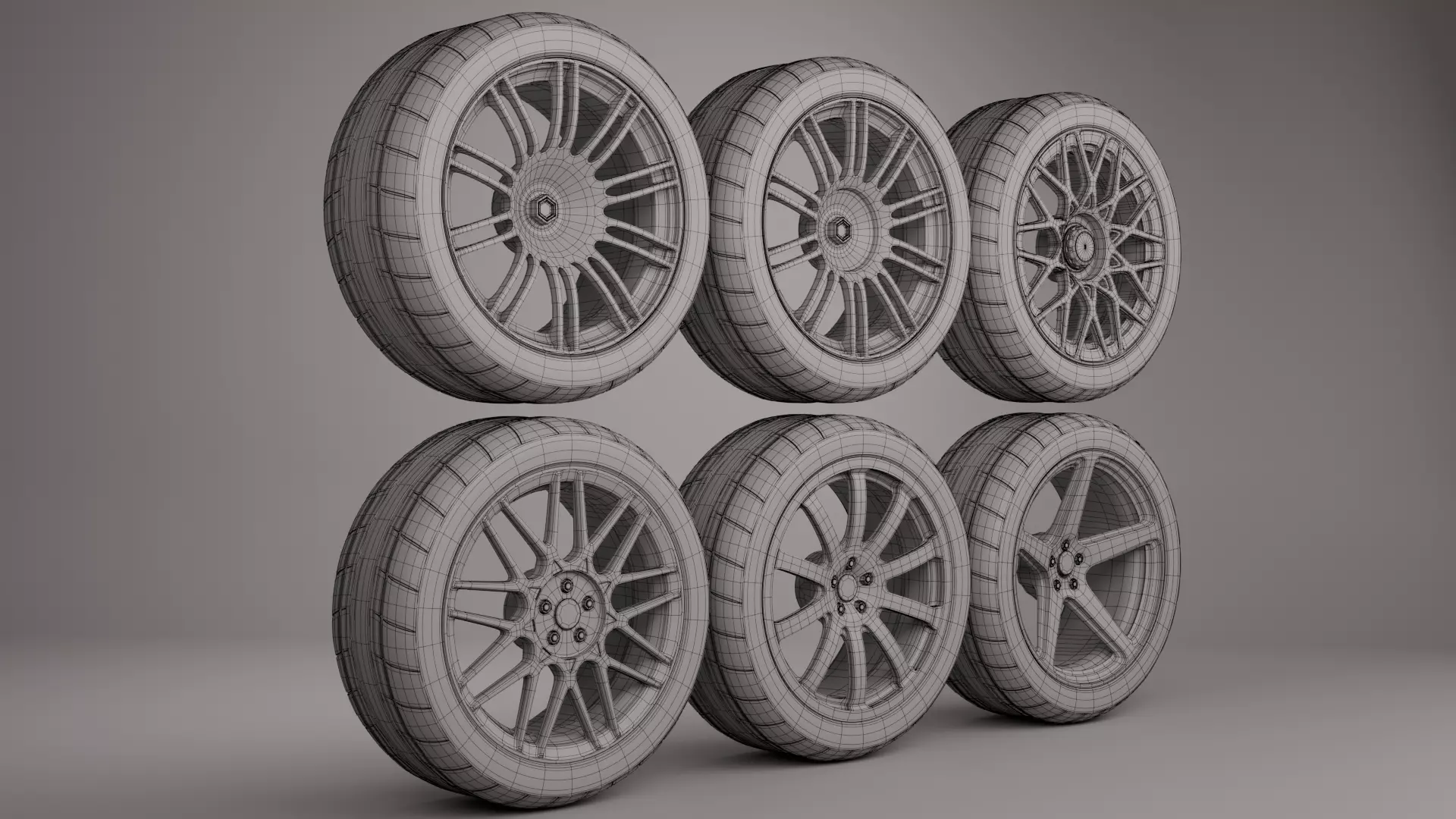 Sports Car Rim Pack 1 Low-poly 3D model_5