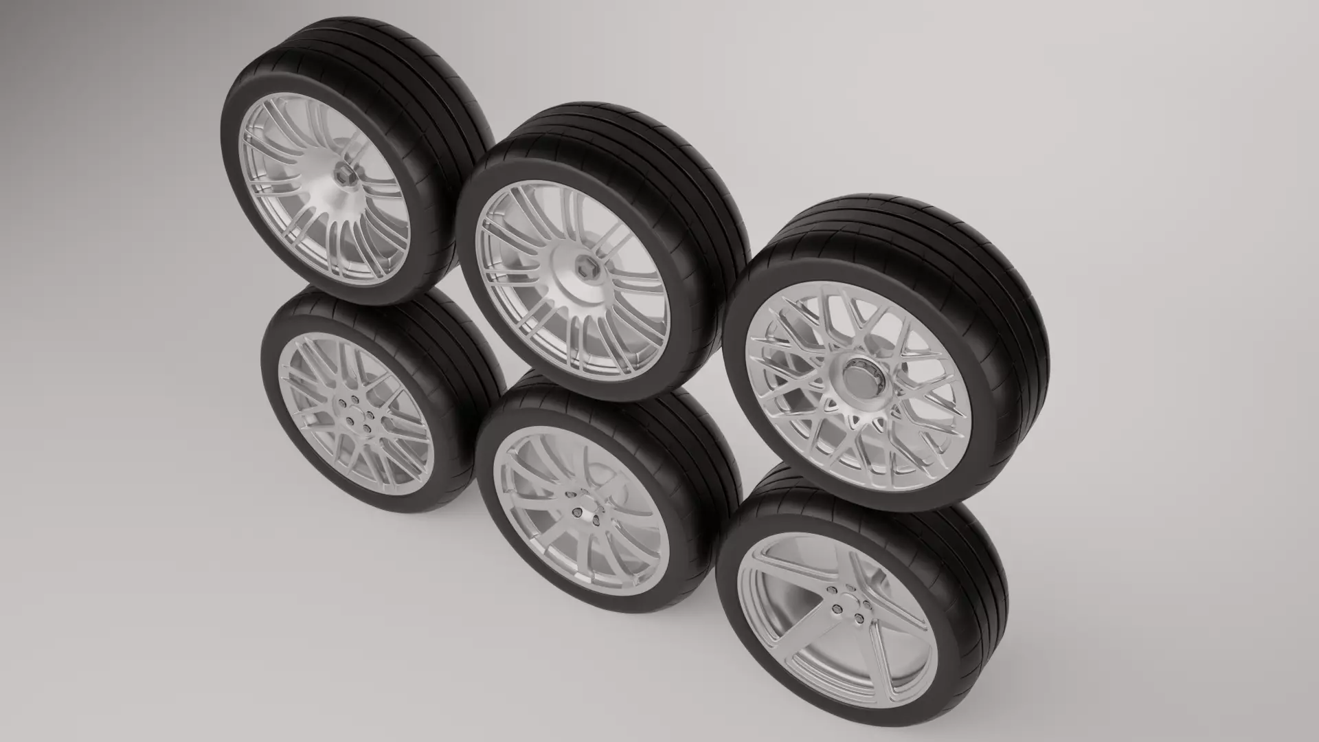 Sports Car Rim Pack 1 Low-poly 3D model_3