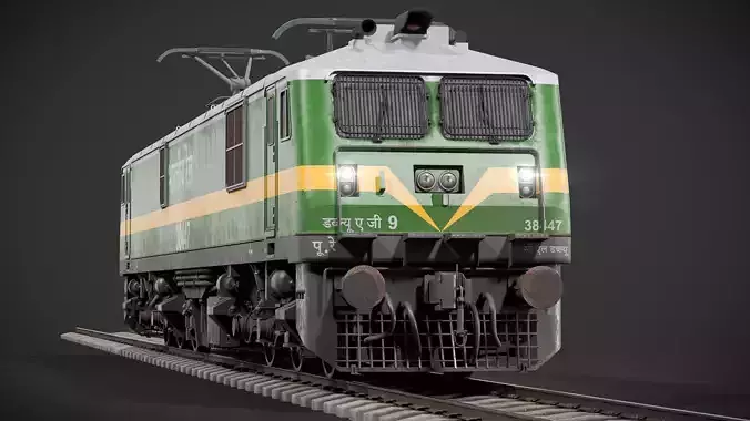 WAG-9 Indian Railways Electric Locomotive PBR 3D Model Low-poly 3D model