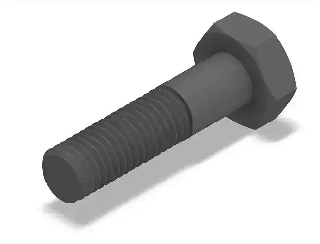 Bolt Partial Thread Hexagonal Head M10x40mm 3D model