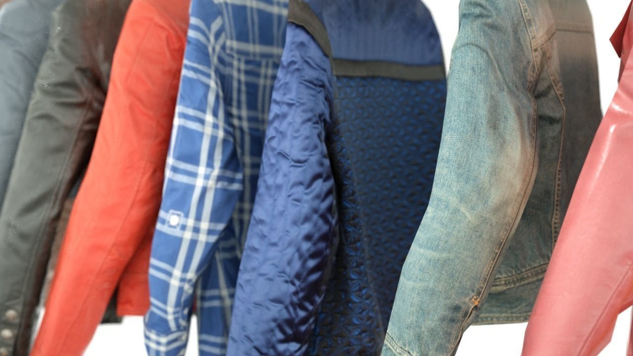 Clothing On hanger 14 Piece Collection Low-poly 3D model_2