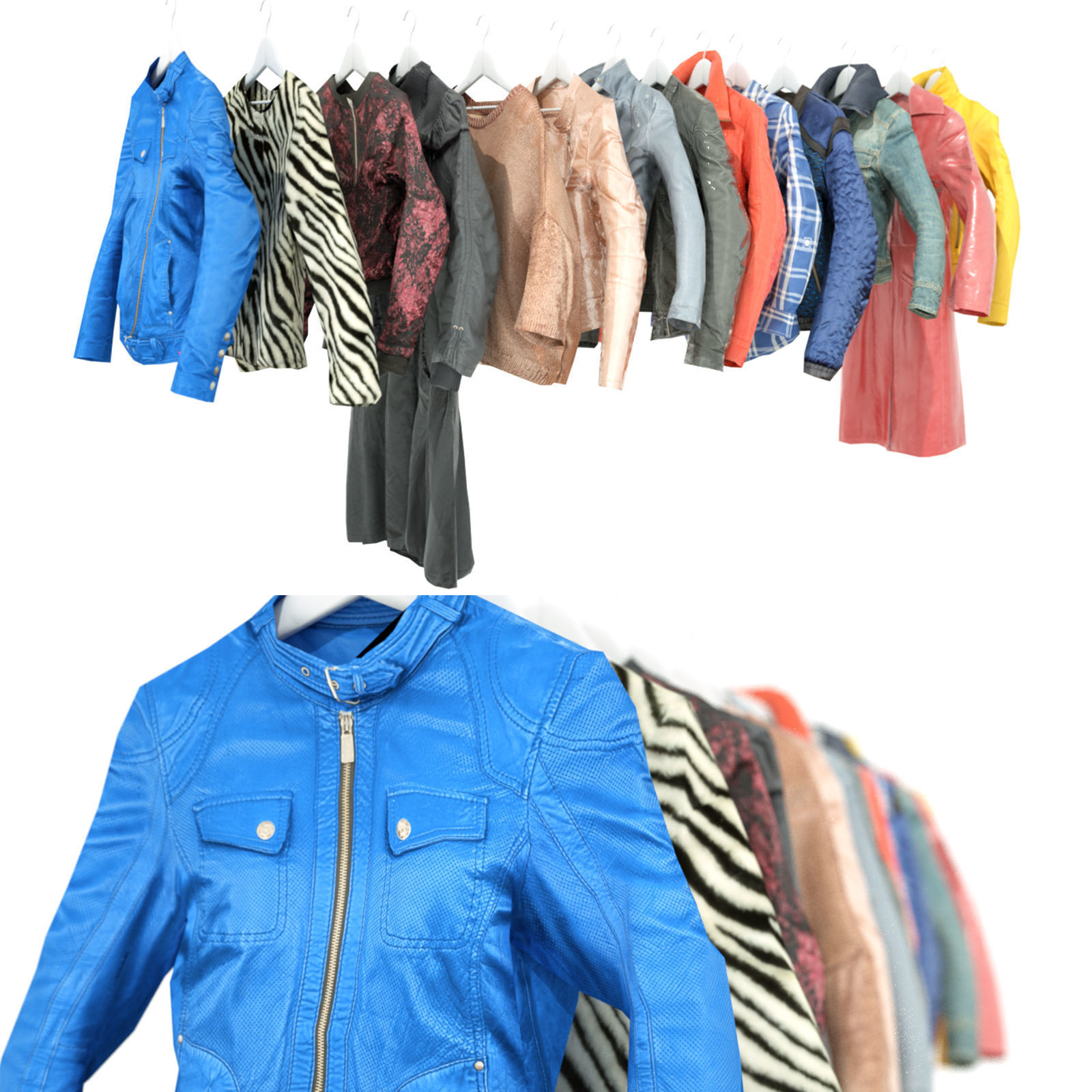 Clothing On hanger 14 Piece Collection Low-poly 3D model_7