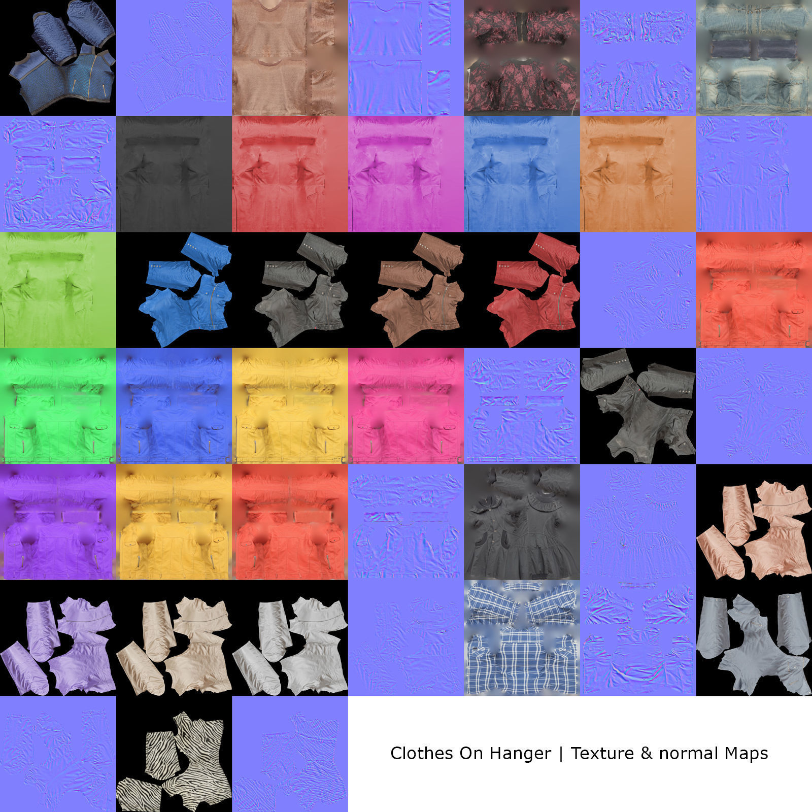 Clothing On hanger 14 Piece Collection Low-poly 3D model_5