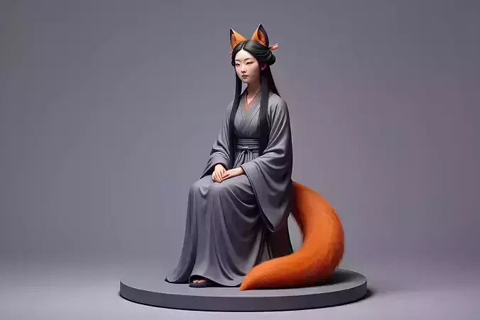 1831COLORFUL Fox Spirit Woman in Pu Song Ling Style