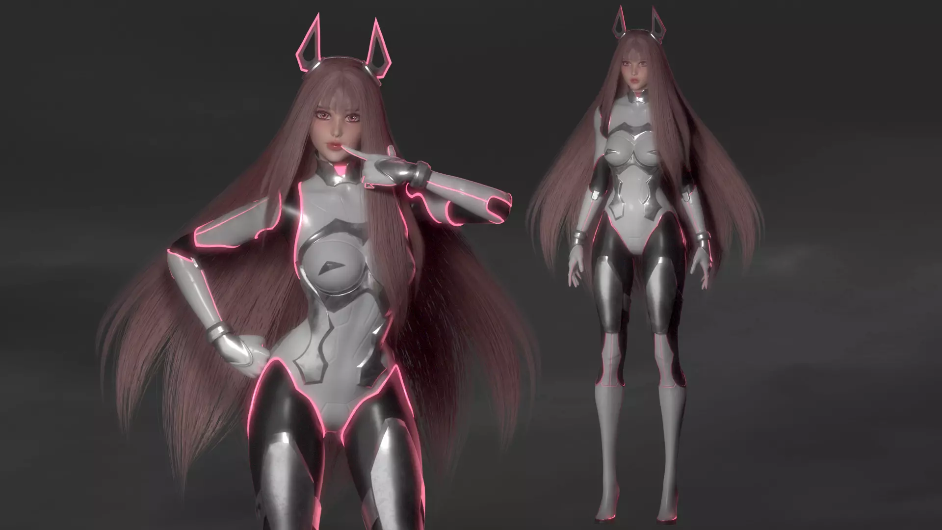 Stellar Aerith - Anime Sci-fi Girl - Game Ready Low-poly 3D model_2