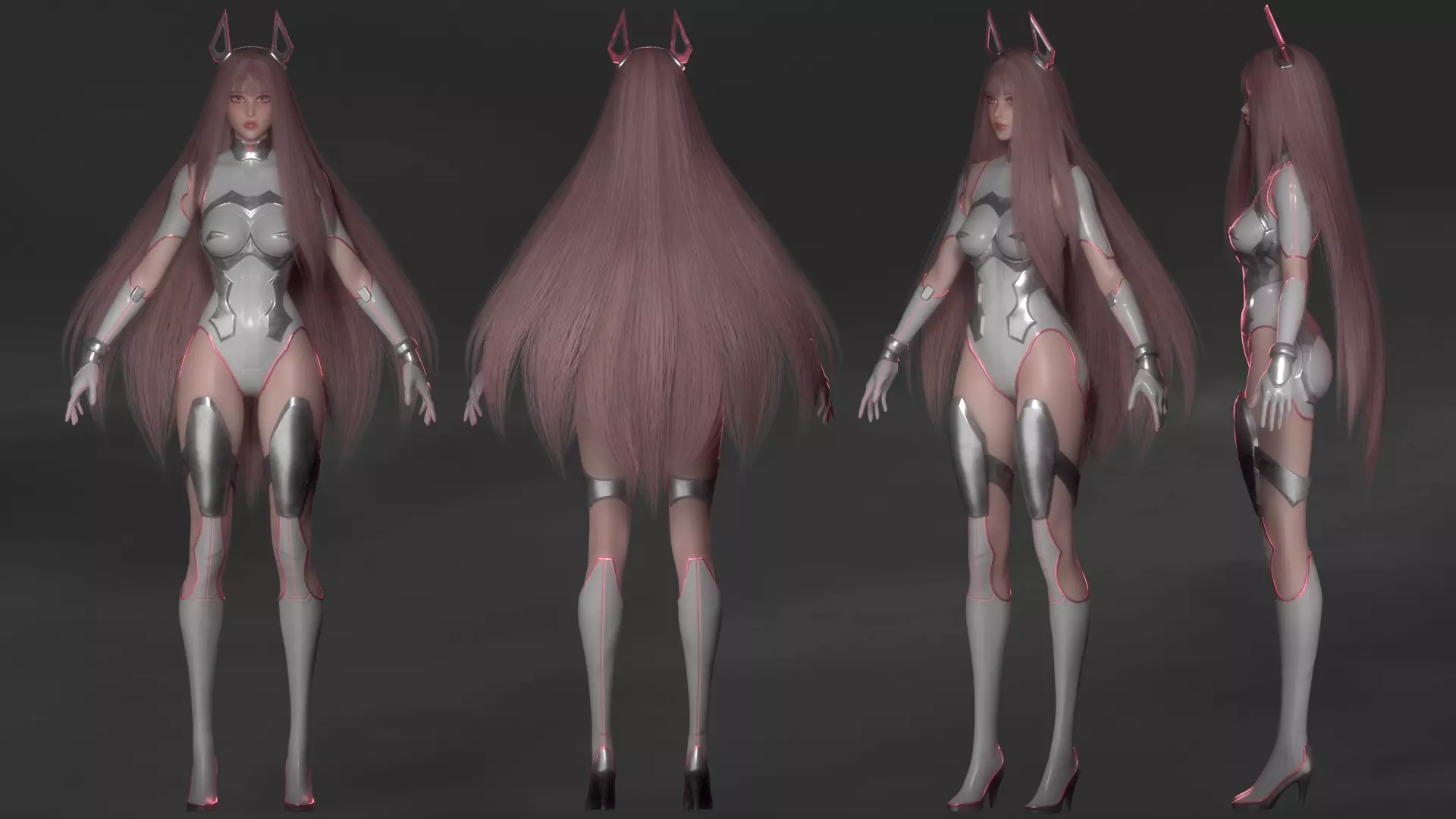 Stellar Aerith - Anime Sci-fi Girl - Game Ready Low-poly 3D model_13