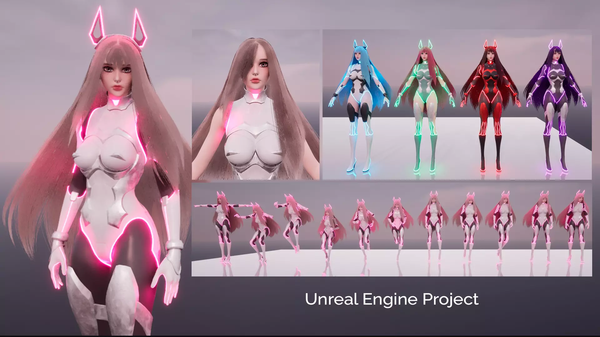 Stellar Aerith - Anime Sci-fi Girl - Game Ready Low-poly 3D model_8