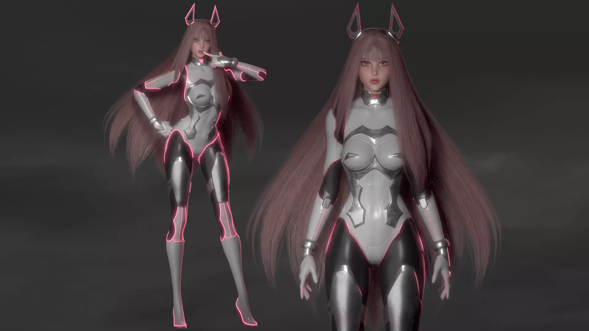 Stellar Aerith - Anime Sci-fi Girl - Game Ready Low-poly 3D model_3
