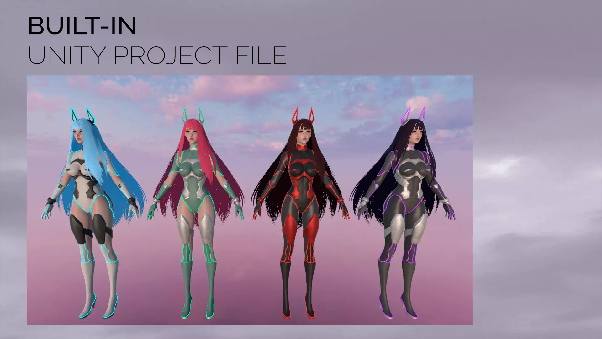 Stellar Aerith - Anime Sci-fi Girl - Game Ready Low-poly 3D model_16