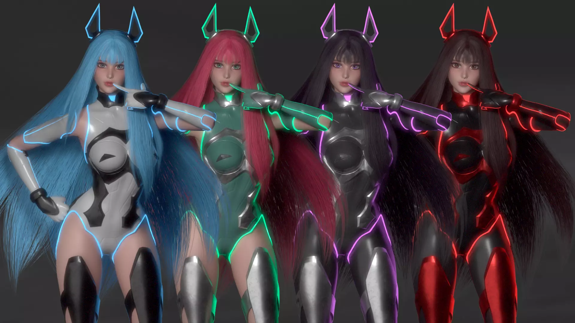 Stellar Aerith - Anime Sci-fi Girl - Game Ready Low-poly 3D model_5