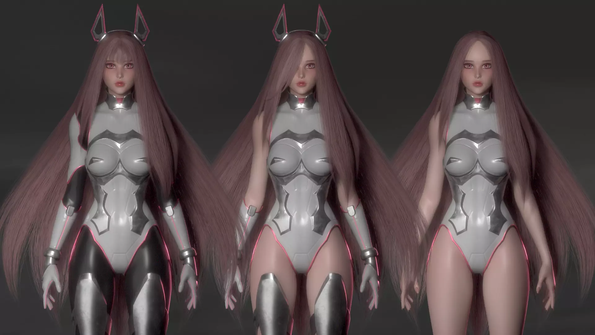 Stellar Aerith - Anime Sci-fi Girl - Game Ready Low-poly 3D model_7