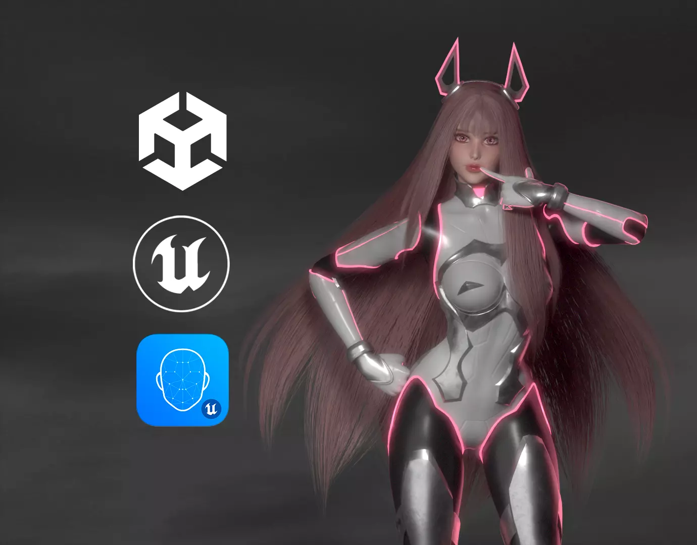 Stellar Aerith - Anime Sci-fi Girl - Game Ready Low-poly 3D model_0