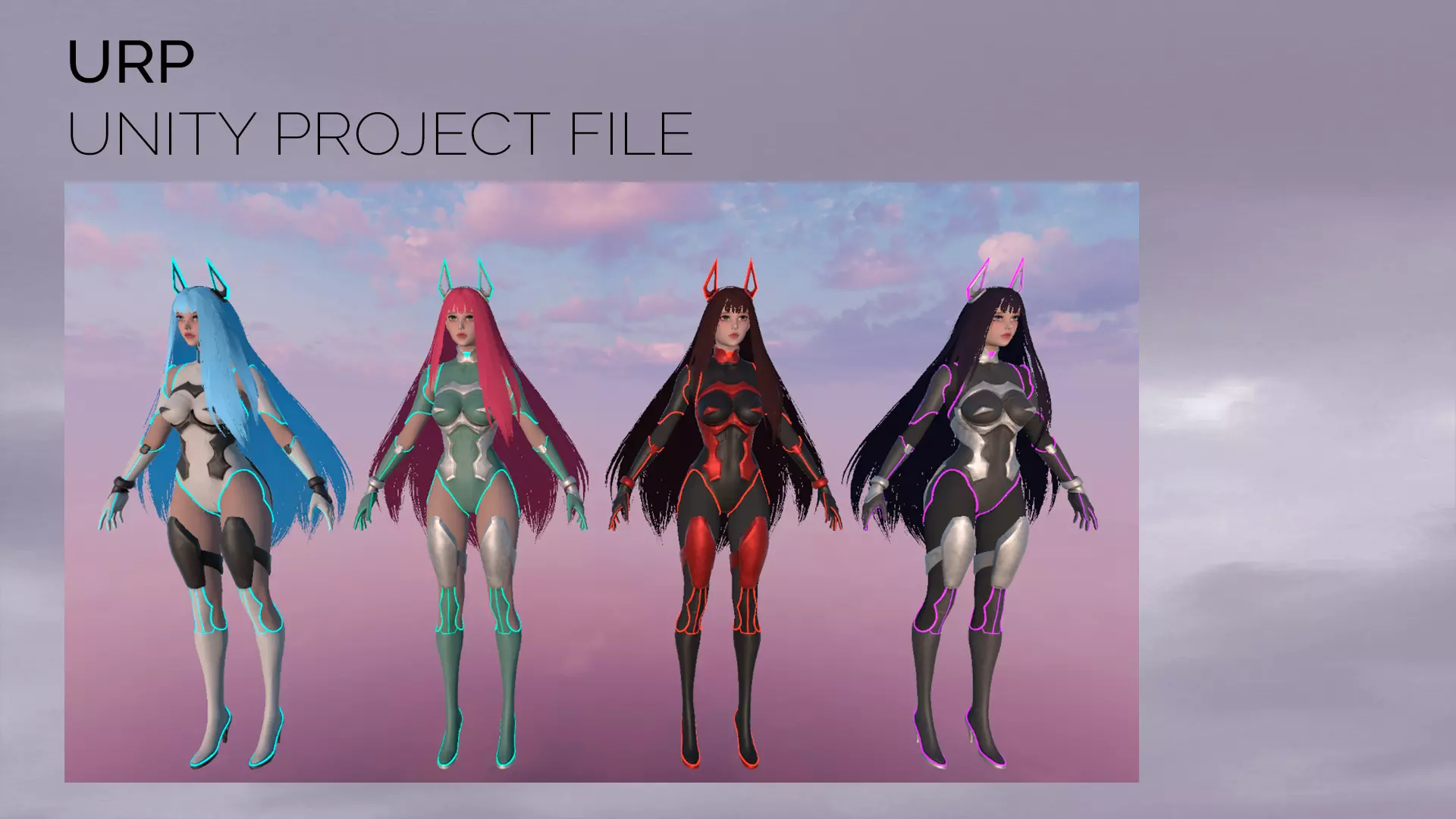 Stellar Aerith - Anime Sci-fi Girl - Game Ready Low-poly 3D model_18