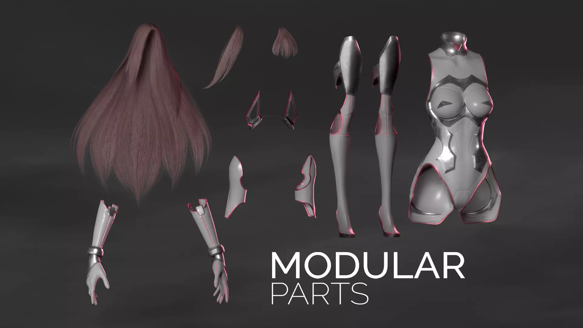 Stellar Aerith - Anime Sci-fi Girl - Game Ready Low-poly 3D model_6