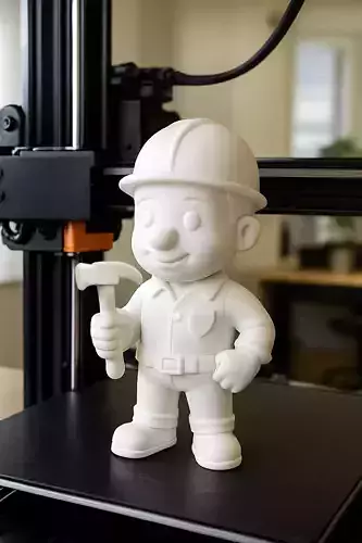 Construction Worker Cartoon STL Miniature Figurine