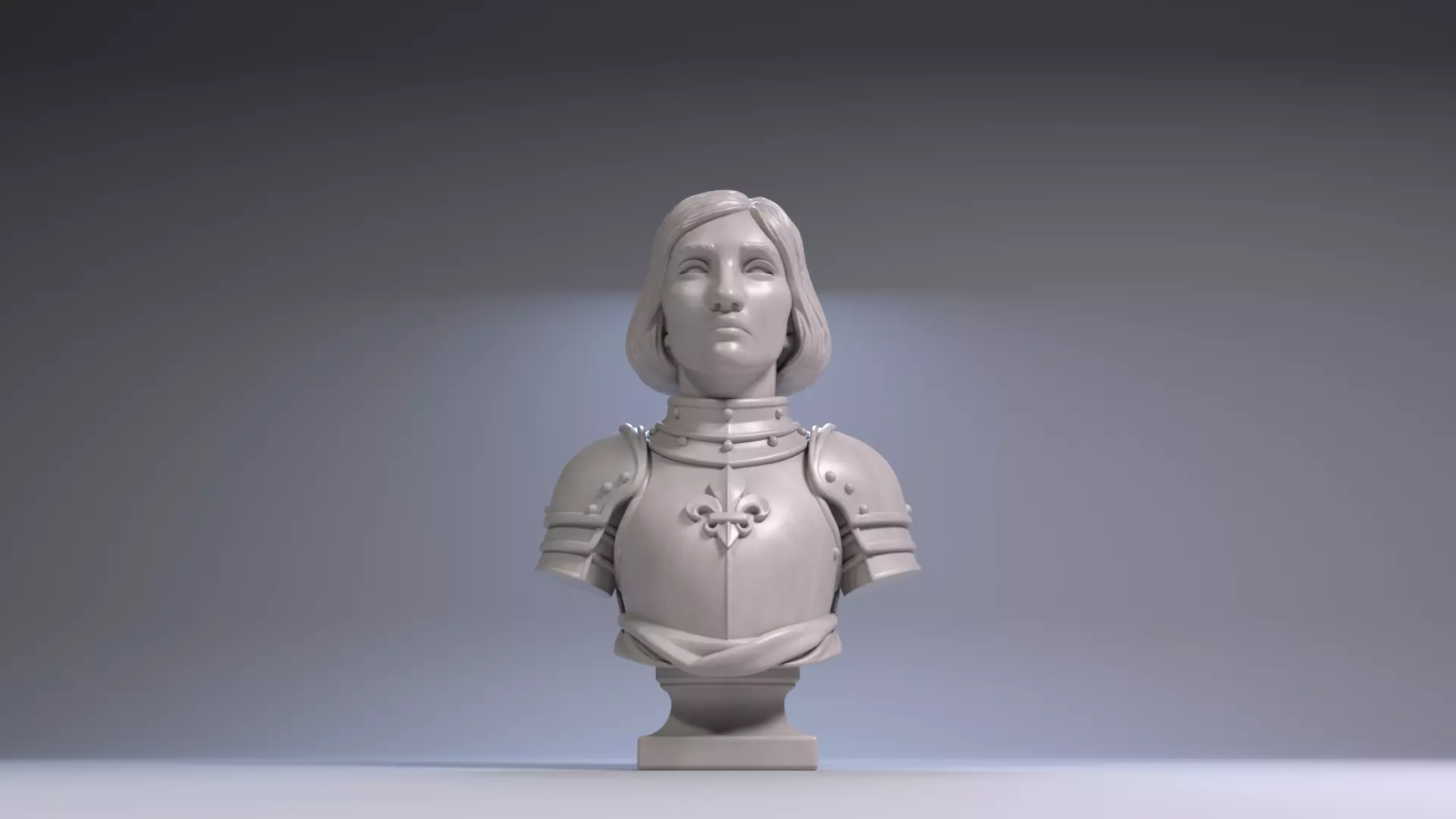 Joan of Arc Bust Sculpture 3D Printable STL File 3D print model_7