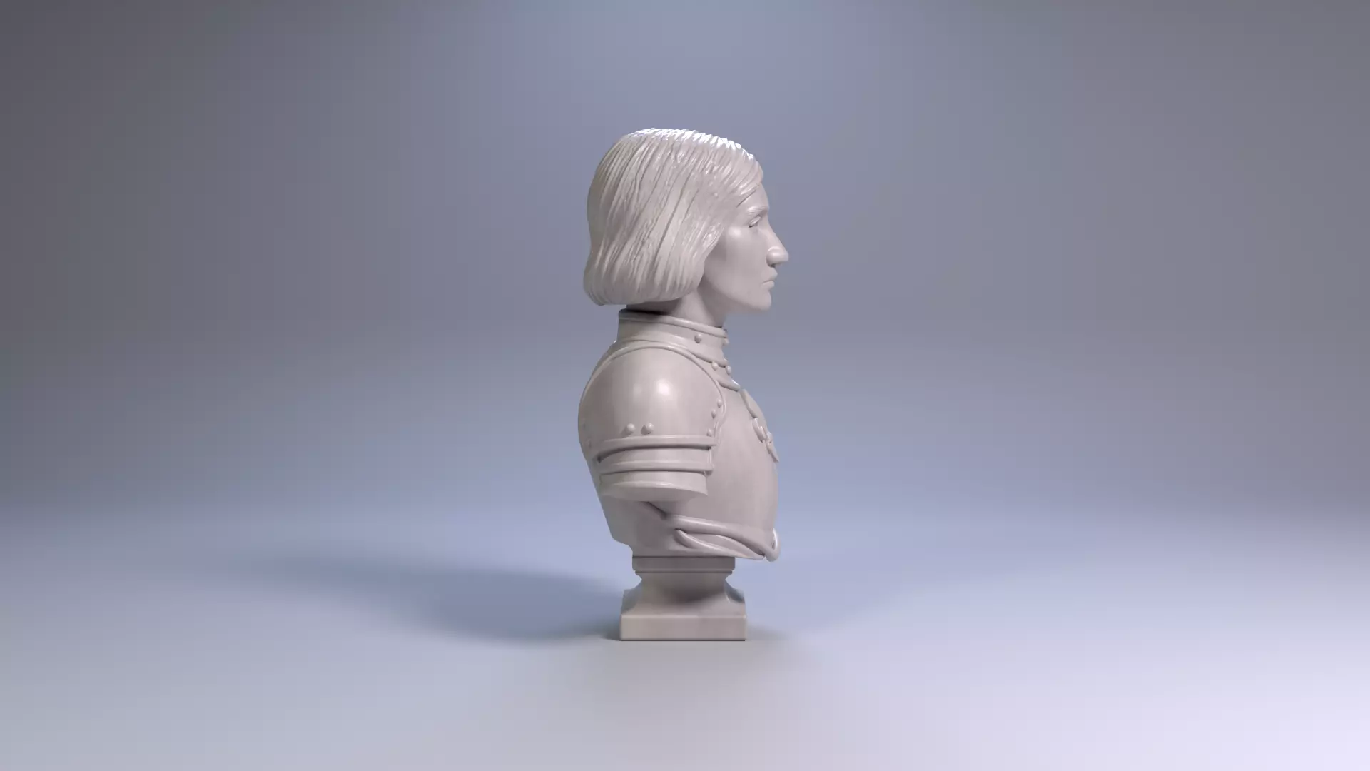 Joan of Arc Bust Sculpture 3D Printable STL File 3D print model_5