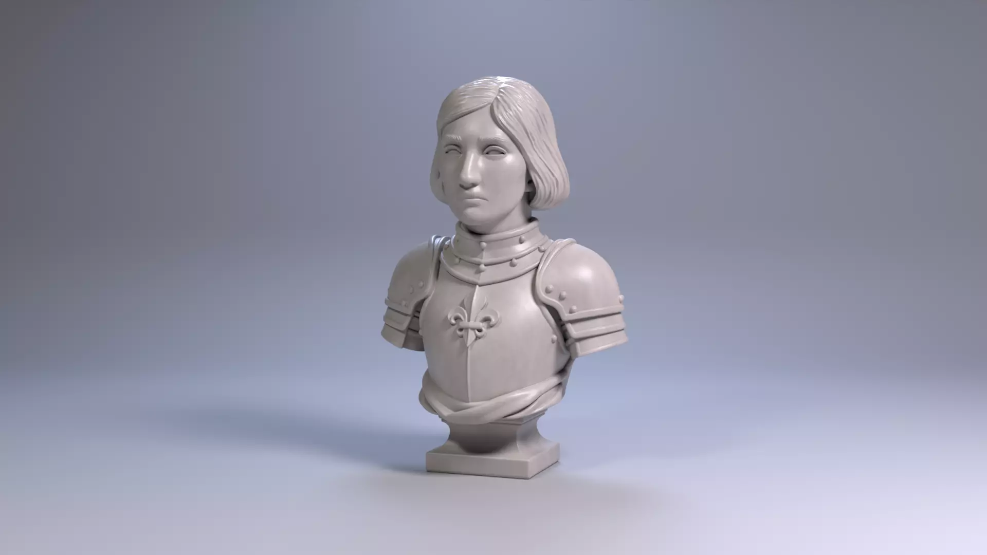 Joan of Arc Bust Sculpture 3D Printable STL File 3D print model_13