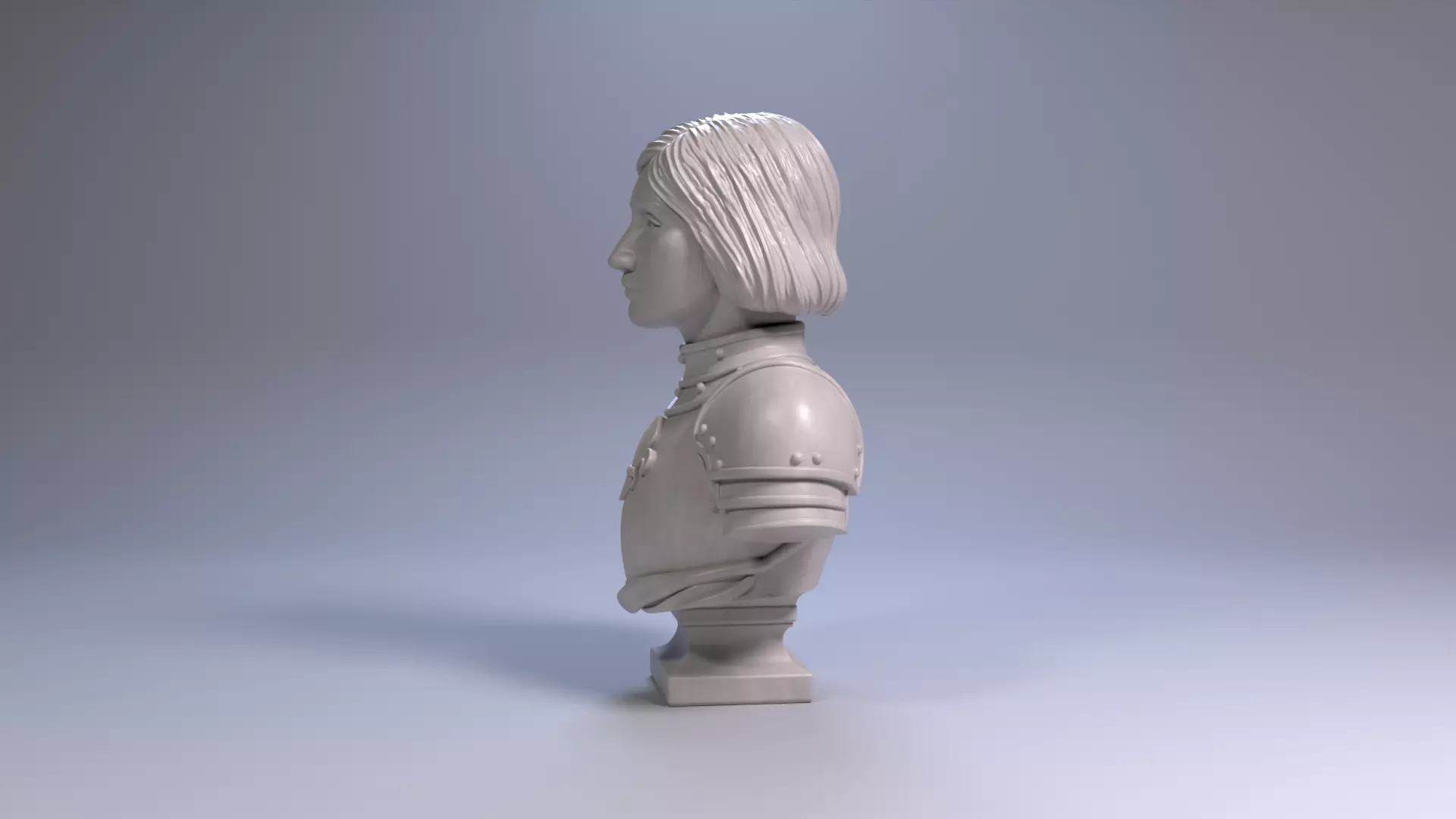Joan of Arc Bust Sculpture 3D Printable STL File 3D print model_16