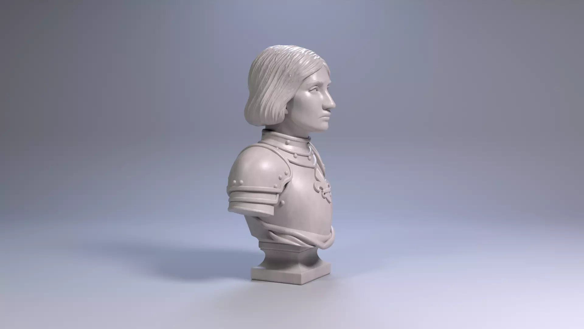 Joan of Arc Bust Sculpture 3D Printable STL File 3D print model_21