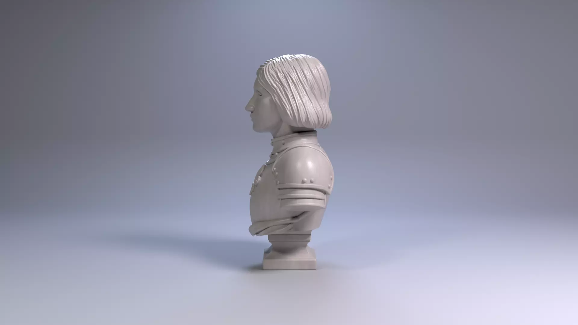 Joan of Arc Bust Sculpture 3D Printable STL File 3D print model_3