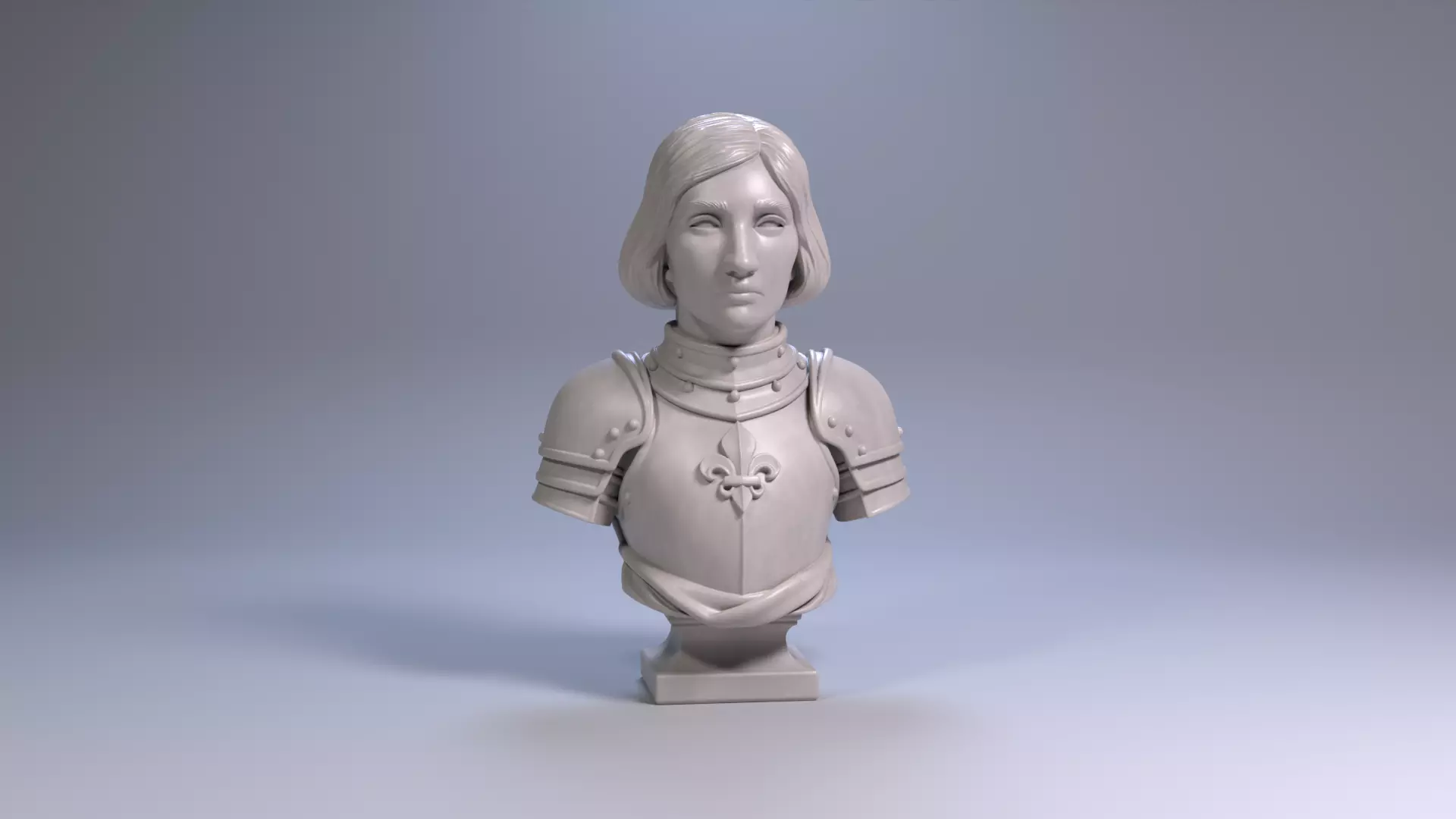 Joan of Arc Bust Sculpture 3D Printable STL File 3D print model_23