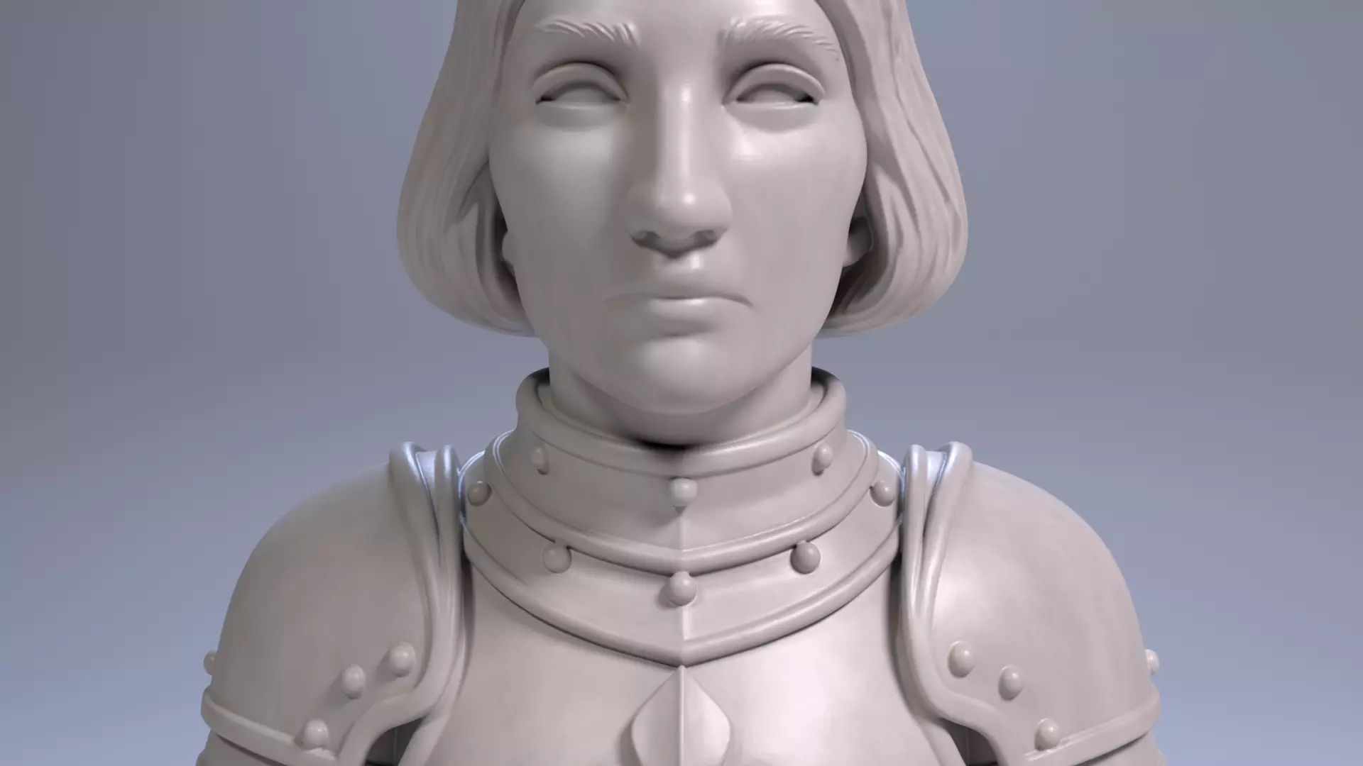 Joan of Arc Bust Sculpture 3D Printable STL File 3D print model_9
