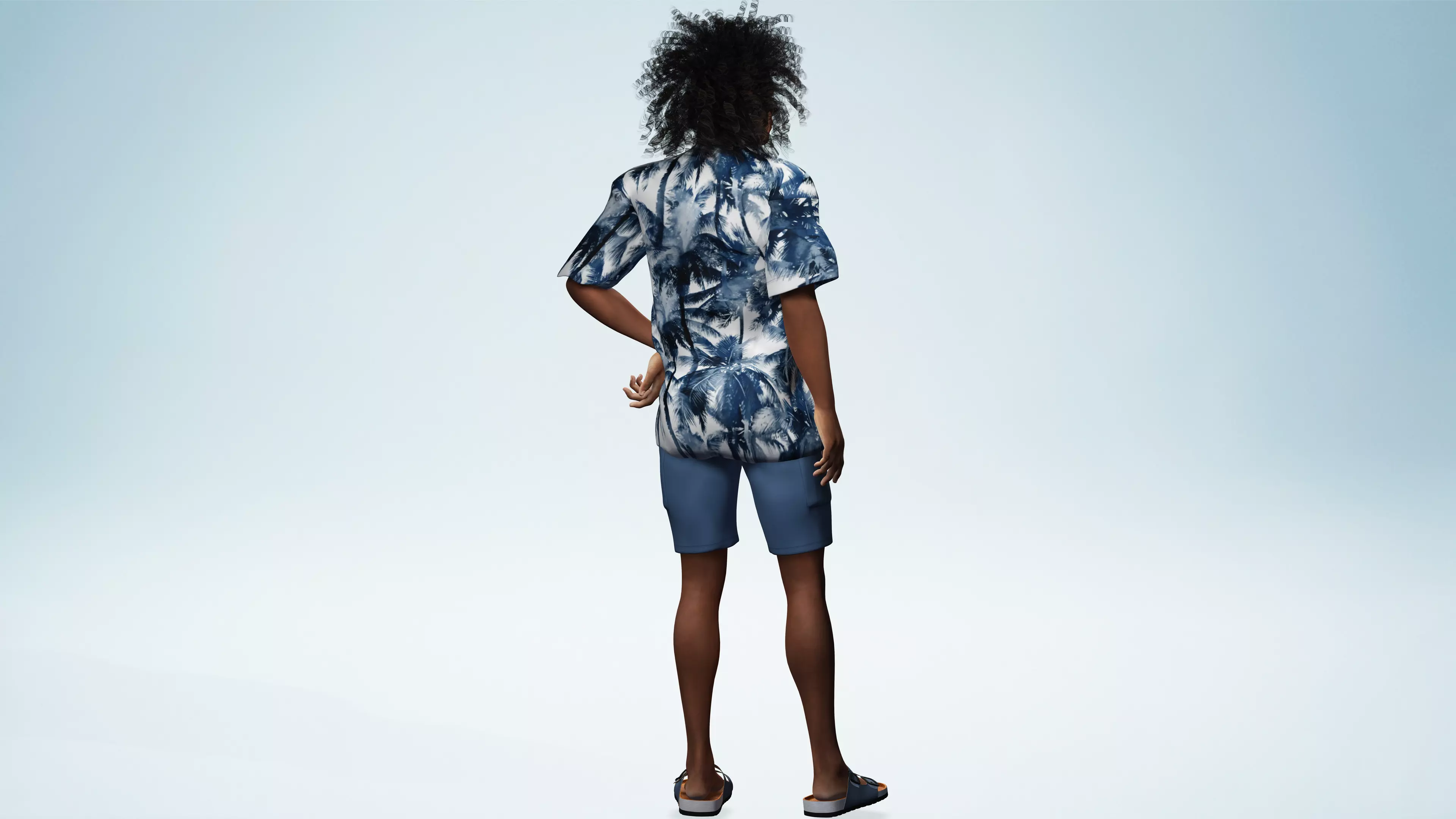 Realistic Male 3D Character in Hawaiian Shirt  Low-poly 3D model_8