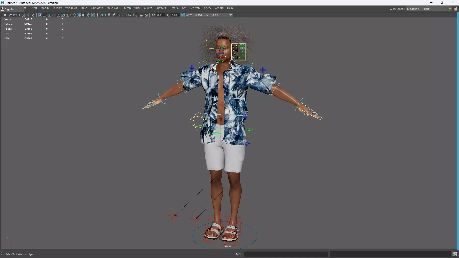 Realistic Male 3D Character in Hawaiian Shirt  Low-poly 3D model_16
