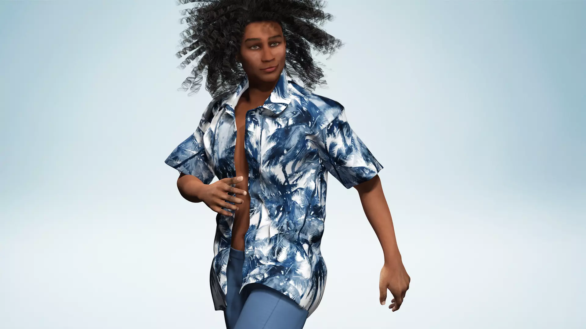 Realistic Male 3D Character in Hawaiian Shirt  Low-poly 3D model_2