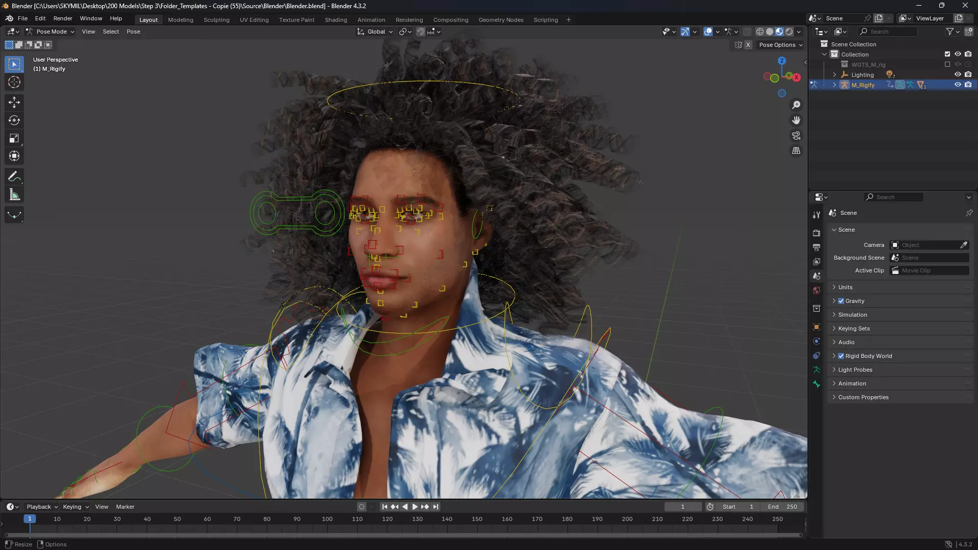 Realistic Male 3D Character in Hawaiian Shirt  Low-poly 3D model_12