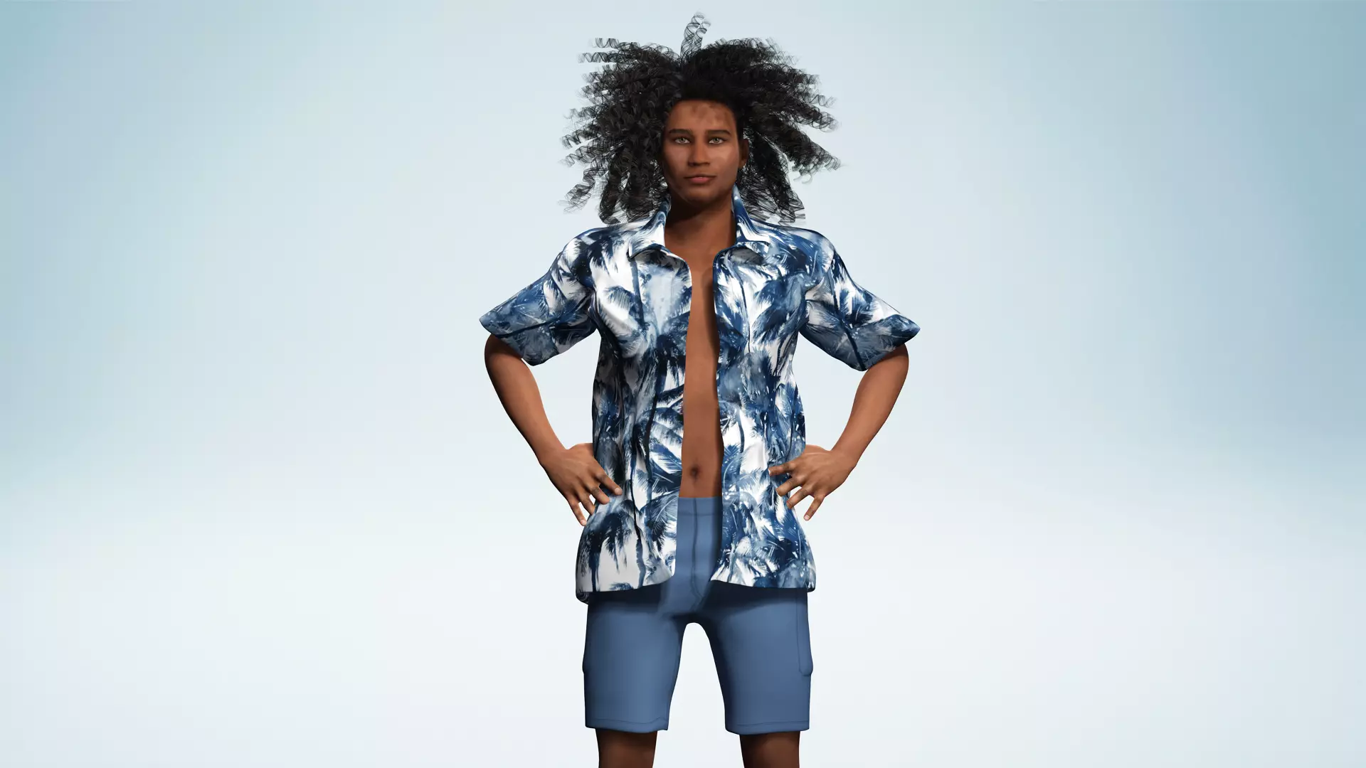 Realistic Male 3D Character in Hawaiian Shirt  Low-poly 3D model_5