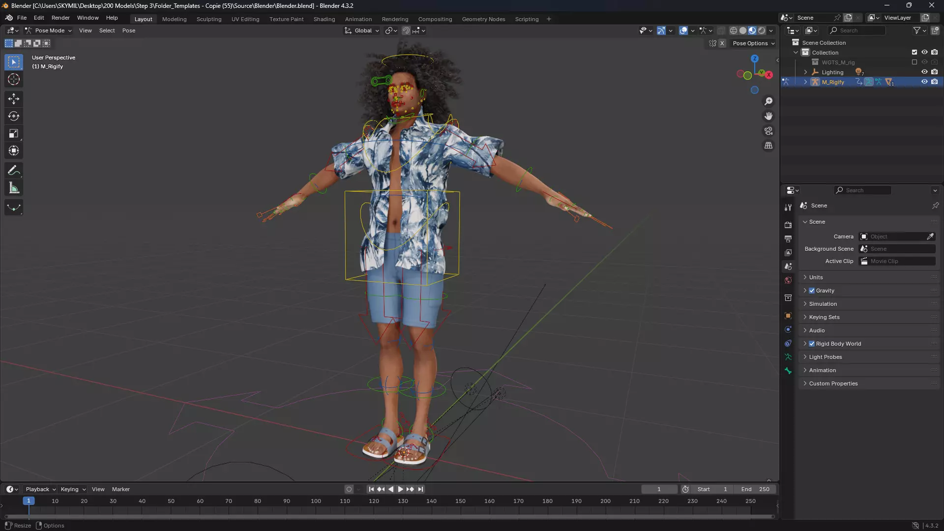 Realistic Male 3D Character in Hawaiian Shirt  Low-poly 3D model_13