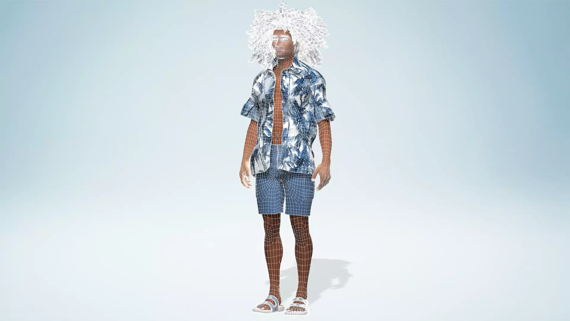 Realistic Male 3D Character in Hawaiian Shirt  Low-poly 3D model_24