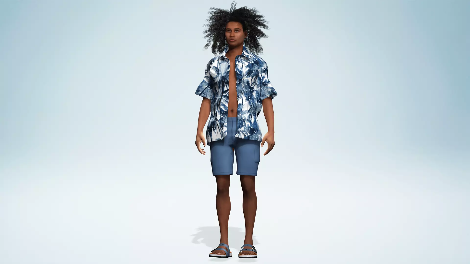Realistic Male 3D Character in Hawaiian Shirt  Low-poly 3D model_1