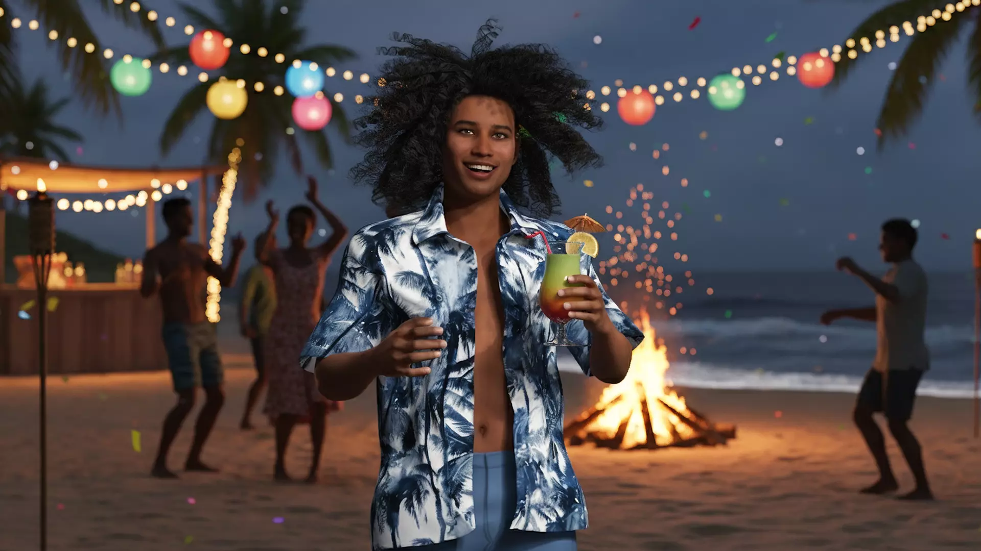 Realistic Male 3D Character in Hawaiian Shirt  Low-poly 3D model_3