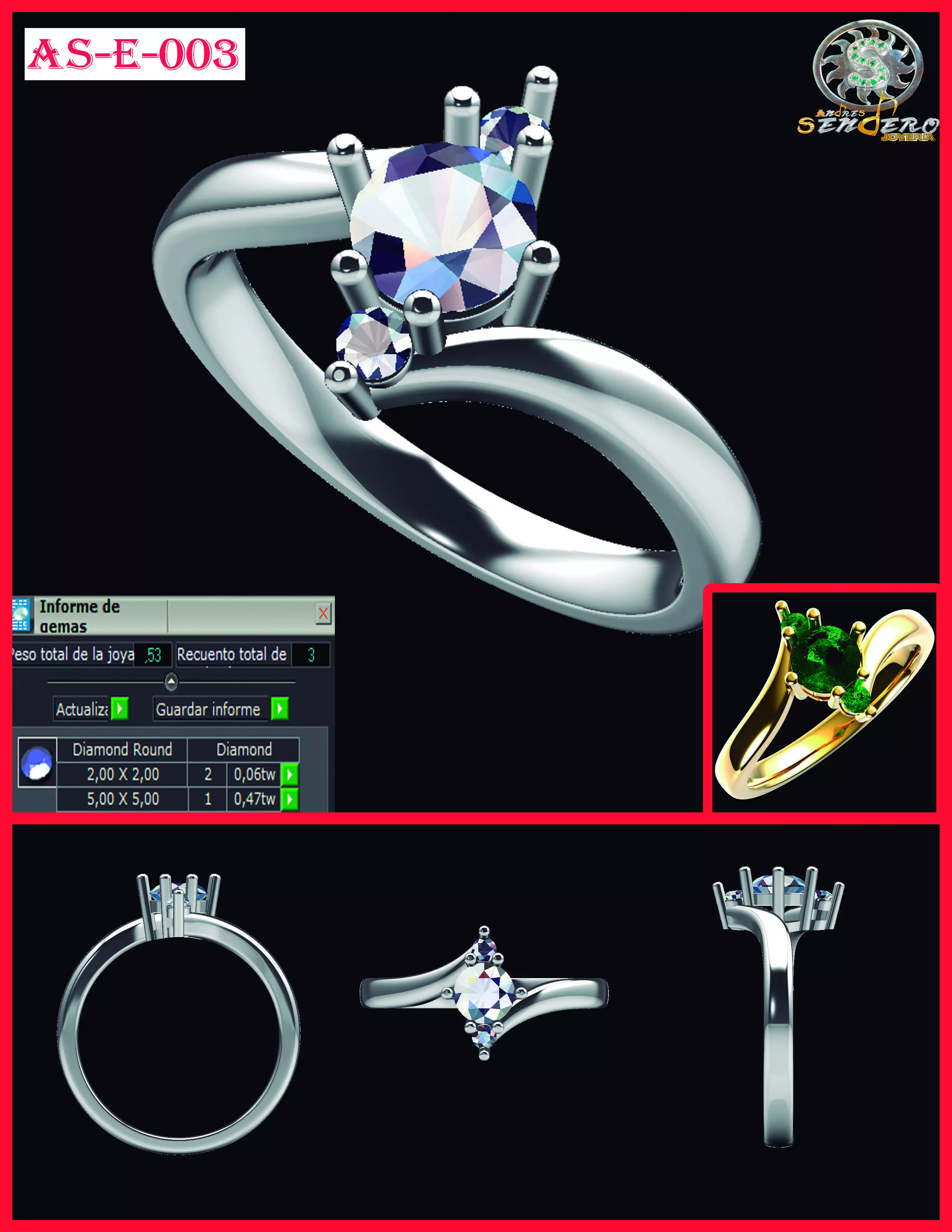 Solitario Con Engaste AS -E -003 3D print model_0