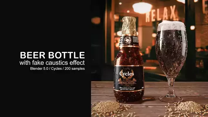 Beer Bottle with Caustics Effect