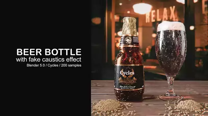 Beer Bottle with Caustics Effect