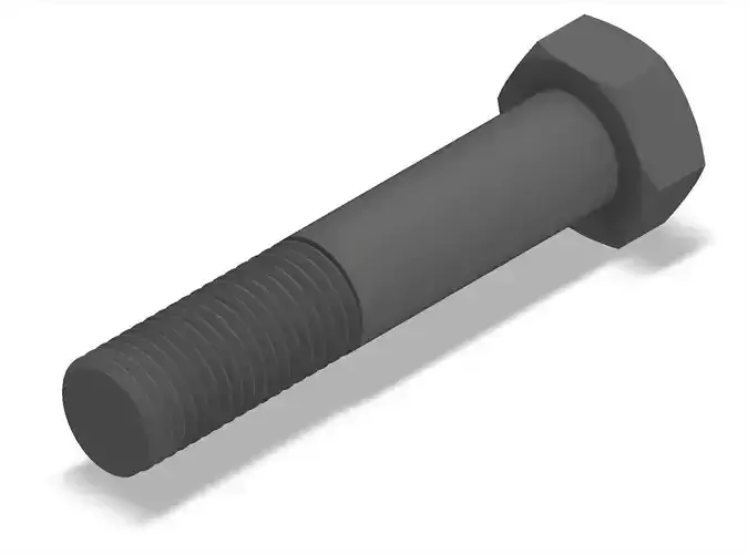 Bolt Partial Thread Hexagonal Head M24x120mm 3D model