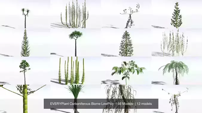 EVERYPlant Carboniferous Biome LowPoly -198 Models- 3D Model Collection