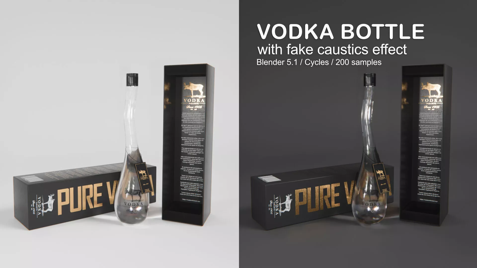 Vodka Bottle with Caustics Effect 3D model