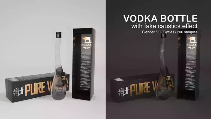 Vodka Bottle with Caustics Effect 3D model