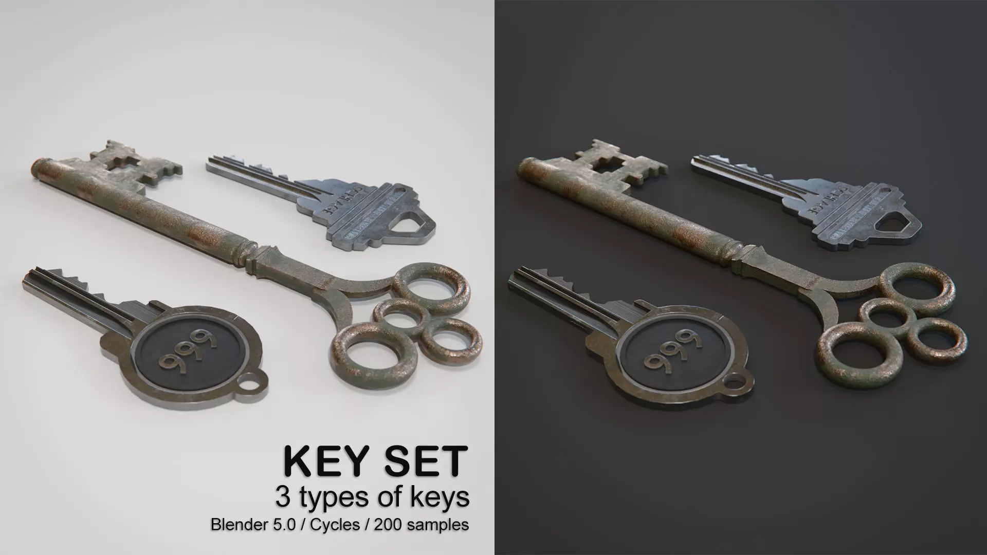 Keyset and materials 3D model_0