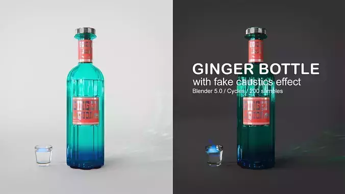 Ginger Bottle with Caustics Effect 3D model