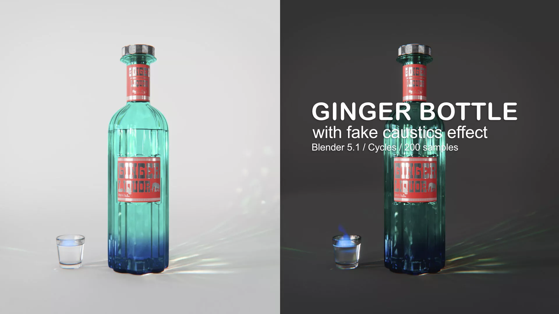 Ginger Bottle with Caustics Effect 3D model